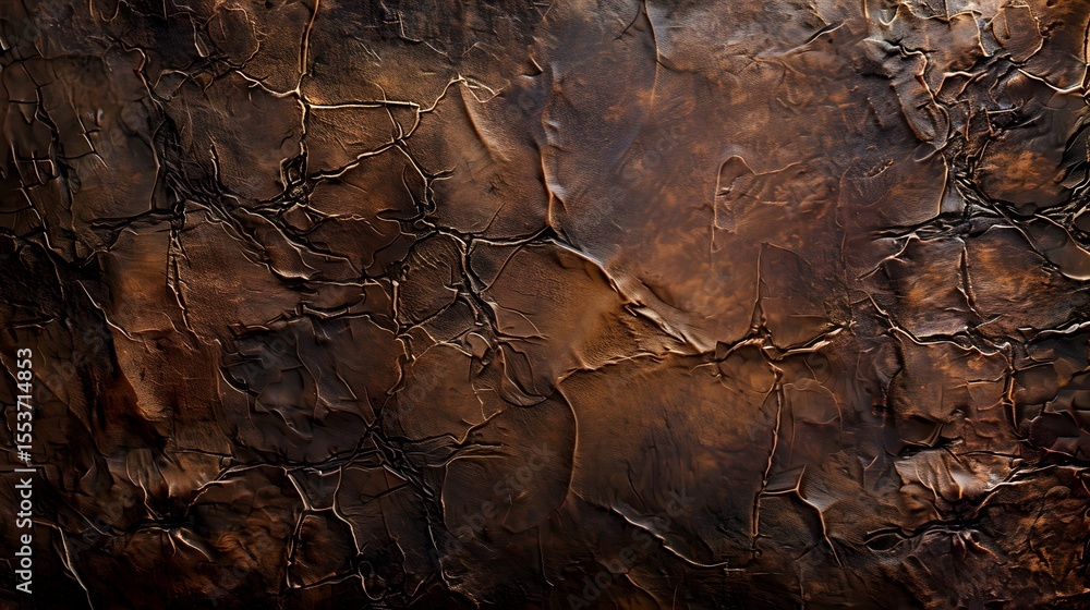 Fototapeta premium Textured Brown Leather Background with Crackled Finish