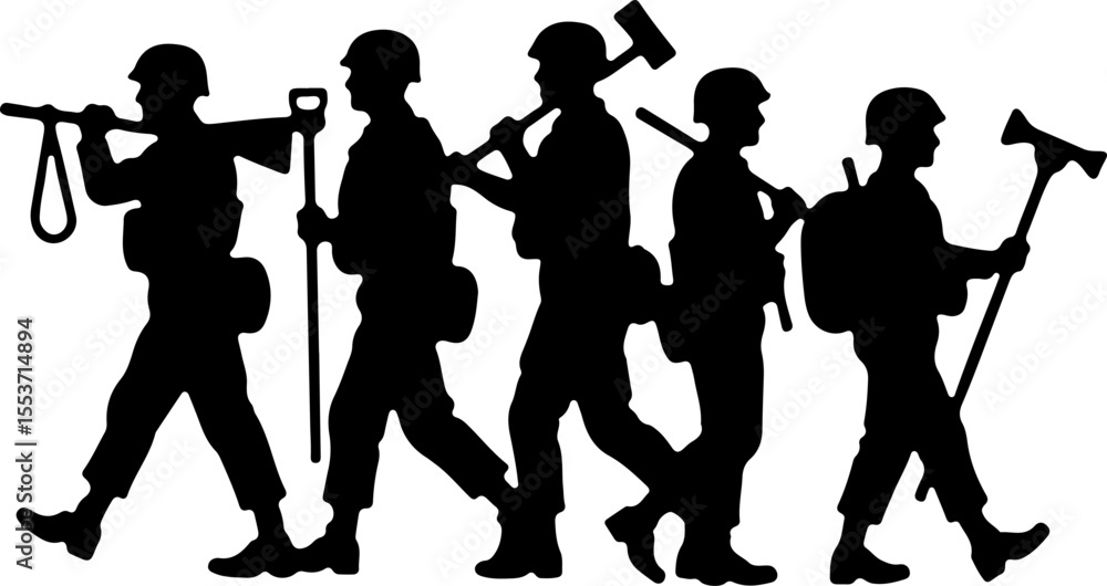 Obraz premium Soldiers Marching with Megaphones vector bundle