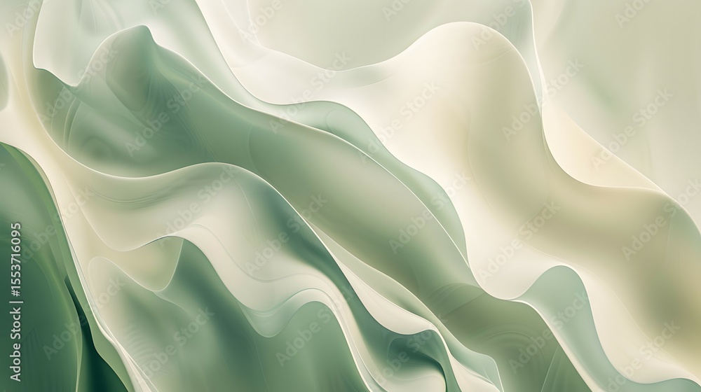 Obraz premium Abstract Green and Cream Wavy Background