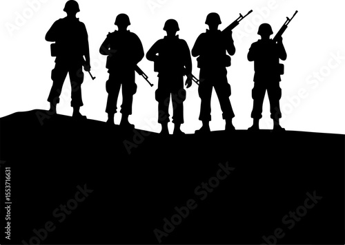 soldiers, military, army Silhouette of Soldiers on a Hill verctor bundle