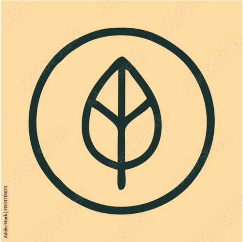 Minimal Leaf Emblem in Circular Frame – Eco-Friendly Botanical Vector Design, Clean and elegant leaf vector enclosed in a circular badge, ideal for sustainable branding and nature-inspired identity pr