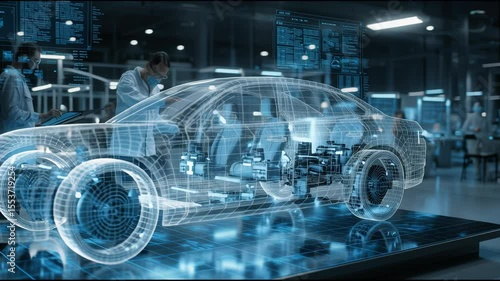 Explore how digital twin technology enhances the efficiency of car manufacturing. Engineers interact with a virtual model of the vehicle to optimize design and production processes in real time