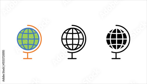 Globe Icon vector illustration, Go to web symbol icon, www symbol, Web icon, website, homepage icon set, earth clip art, globe symbol isolated white background
