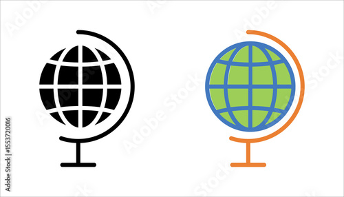 Globe Icon vector illustration, Go to web symbol icon, www symbol, Web icon, website, homepage icon set, earth clip art, globe symbol isolated white background
