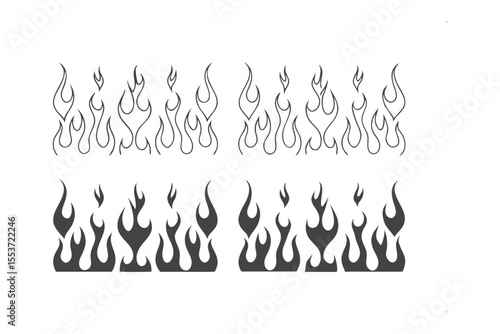 Flame Pattern: A pair of flames ignites with intensity, its intricate design and dark outline drawing attention to the powerful energy of the element. This image evokes a sense of movement, heat.
