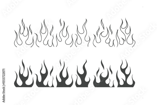 Fiery Flames: Abstract outline of the dance of fire, evoking an emotive and eye-catching scene, perfect for adding a touch of excitement and passion.