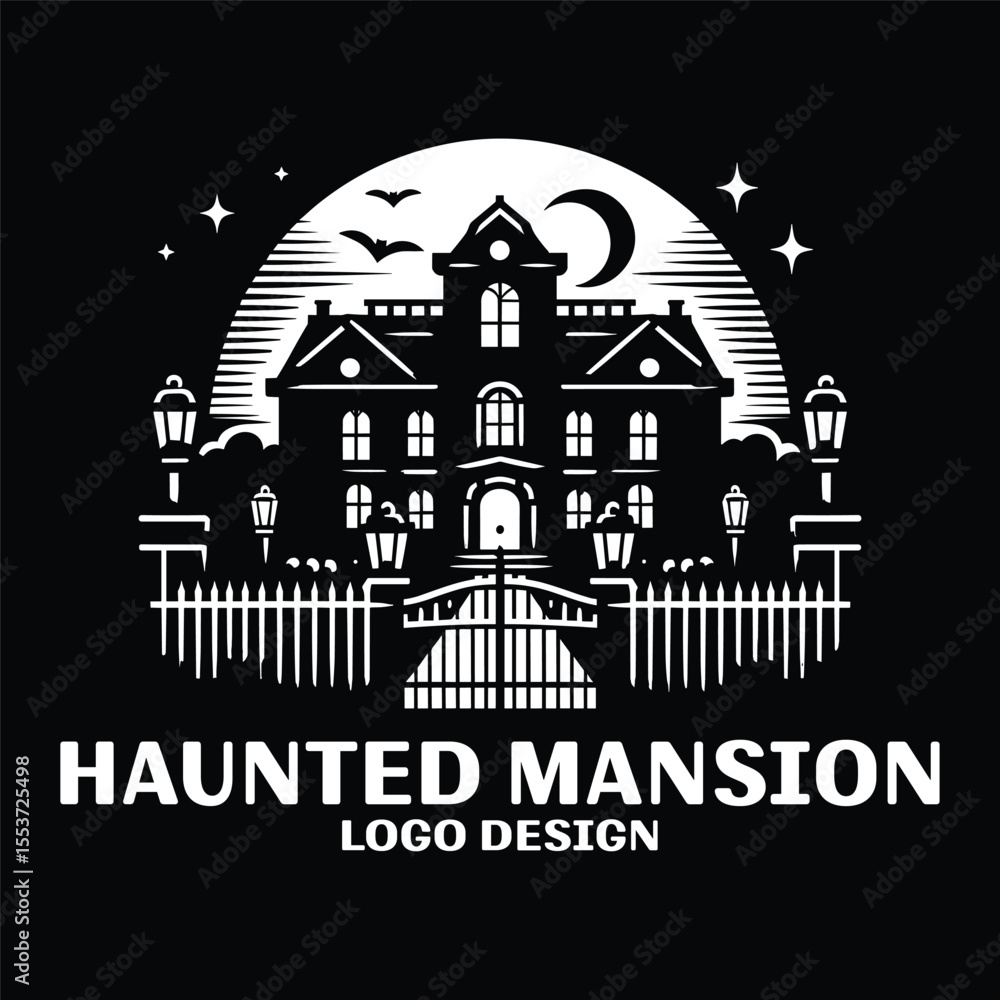 Obraz premium Haunted Mansion Vector Logo Design