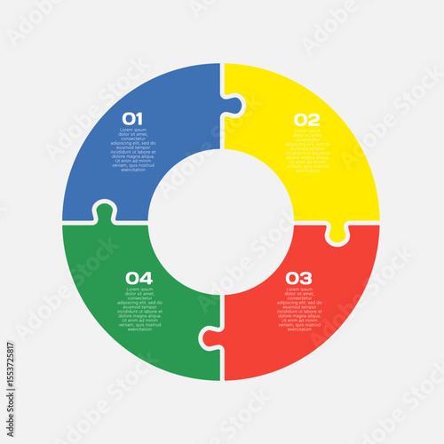 Circle diagram infographic in 4 steps or options