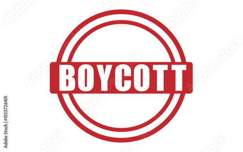 Boycott rubber stamp design, Red Stamp With Text Boycott