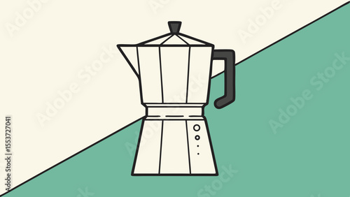 Vector illustration of a stovetop espresso maker for coffee culture and kitchenware branding