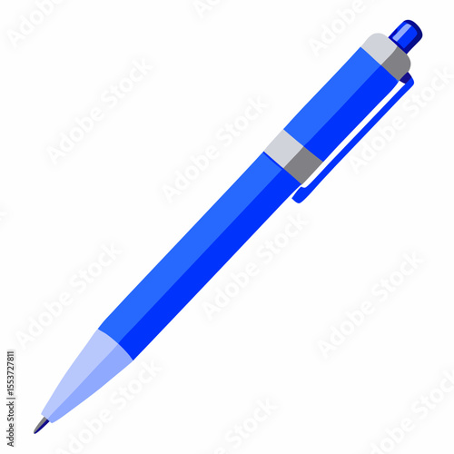 A vibrant blue ballpoint pen illustration