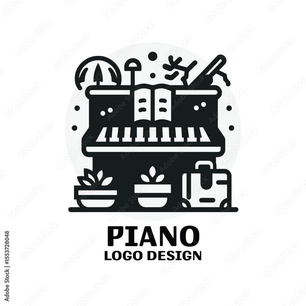 Naklejka premium Piano Vector Logo Design