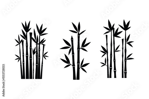 Tableau sur toile A set of bamboos silhouette vector art illustration