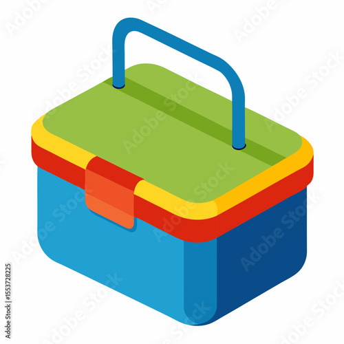 Colorful isometric illustration of a lunch box