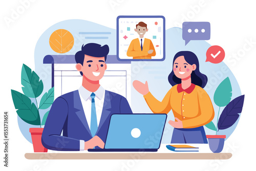 Remote job interview taking place via video call with a candidate and recruiter engaged in professional conversation