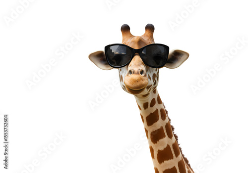 Cool Giraffe Wearing Sunglasses A Fun Animal Photo on transparent background