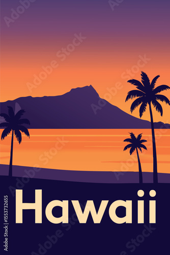 Iconic Diamond Head and Hawaiian Shores.eps