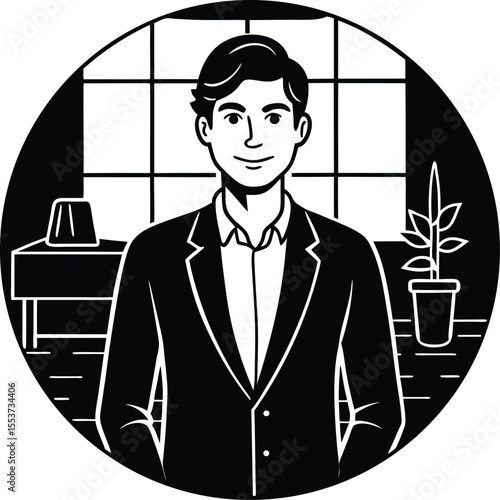 man in suit and tie. Young Entrepreneur in Startup Office Environment