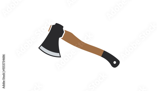 Vector art illustration Axe with a wooden handle