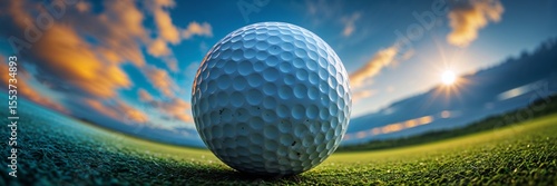 Green Field Close-Up of Golf Ball with Soft Abstract Horizon – Conceptual Sports and Outdoor Mood

