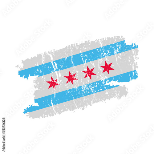 stylized chicago flag with grunge effect – vintage city flag – vector illustration
