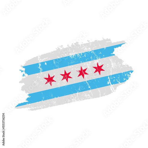 stylized chicago flag with grunge effect – vintage city flag – vector illustration