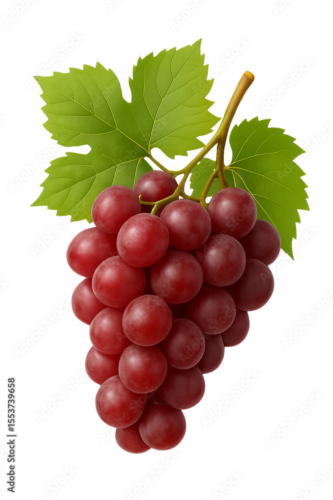 Fototapeta premium Bunch of red grapes, large fruits isolated on white background