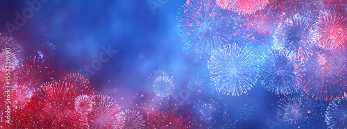 Fourth of July Independence day of USA background with copy space, celebrations banner design, red, blue fireworks, Independence day concept