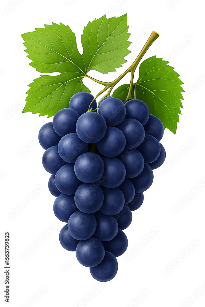 Obraz premium Blue grapes, winemaking, bunch, flavor, juice isolated on white background.