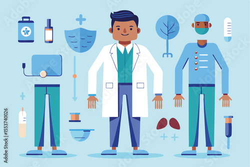 Male doctor surgeon radiologist working diligently in a hospital setting while reviewing patient data and preparing for upcoming procedures during a busy healthcare day
