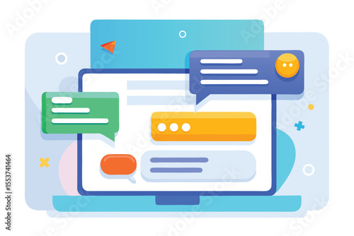 Illustration of a typing indicator in an online chat interface showing active communication between users on a digital platform