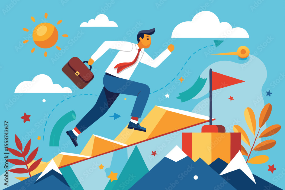 Fototapeta premium Avoiding pitfalls to achieve business success while navigating challenges in a vibrant landscape
