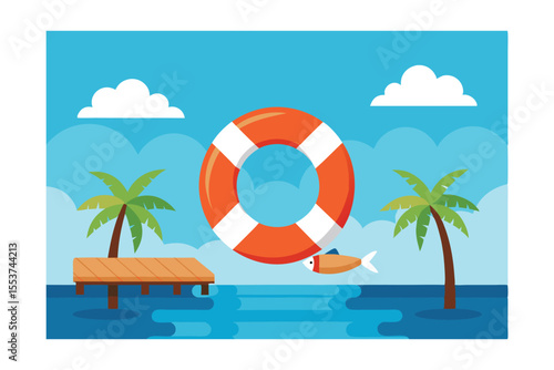 life buoy on a wooden boat