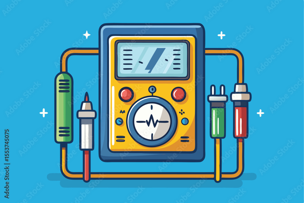 Naklejka premium Multimeter as a digital gadget for electrical measurements showing various probes and components