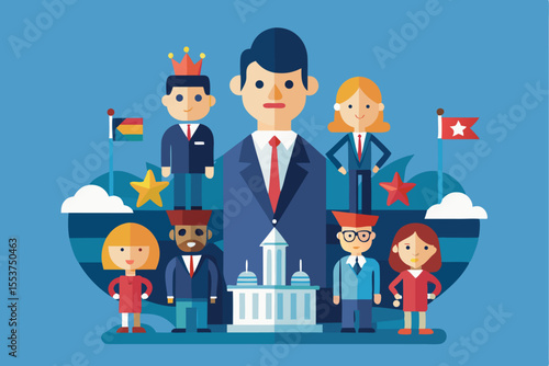 Influential leaders representing authority and governance in diverse cultural settings