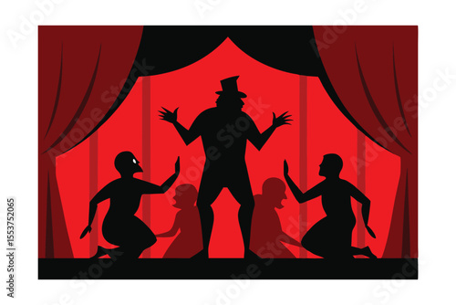 Silhouette Stage Play A Dramatic Performance of Shadows and Mystery