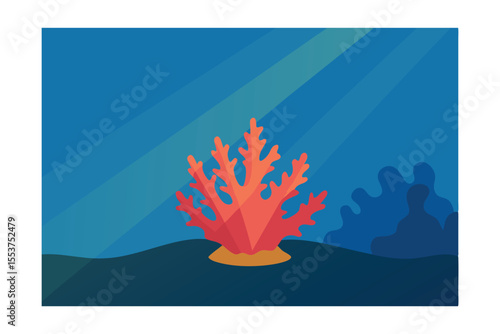 Vibrant Underwater Coral Reef Scene Ocean Life Illustration