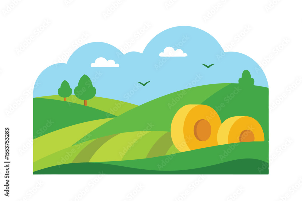 Fototapeta premium summer landscape with green field and blue sky