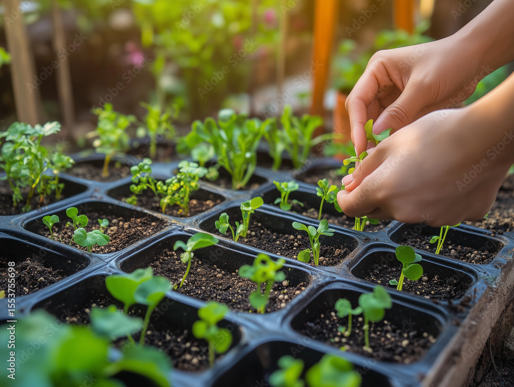 Nurturing Spring Seedlings in Garden Greenhouse Nurturing Spring Seedlings in Garden Greenhouse
