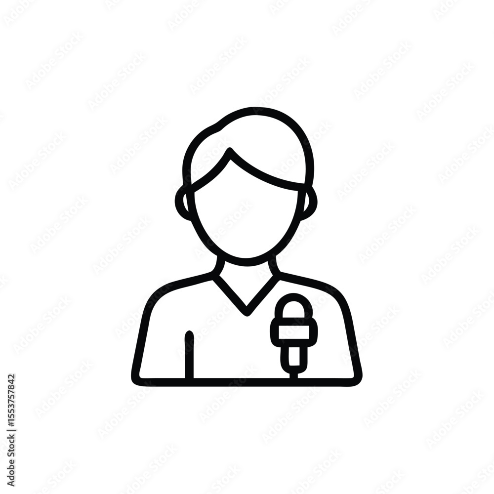 Fototapeta premium Line art of a person holding a microphone on a background human figure