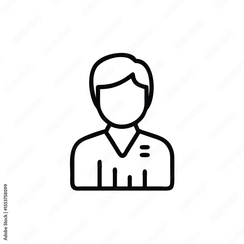 Obraz premium And line art of a person with a V-neck shirt and hair on background outline figure