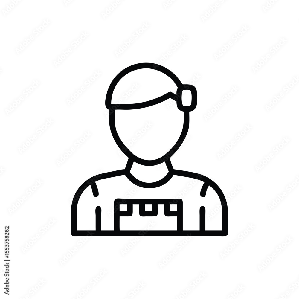 And line art of a person wearing goggles and a shirt with rectangles outline graphic And line art of a person wearing goggles and a shirt with rectangles outline graphic