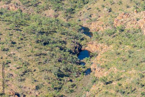 Quadro su tela Kimberley landscape directly below flat-tp landforms fractured by crevasse and w