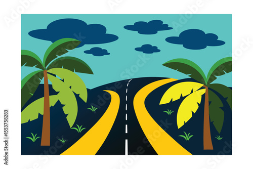 summer landscape with palms
