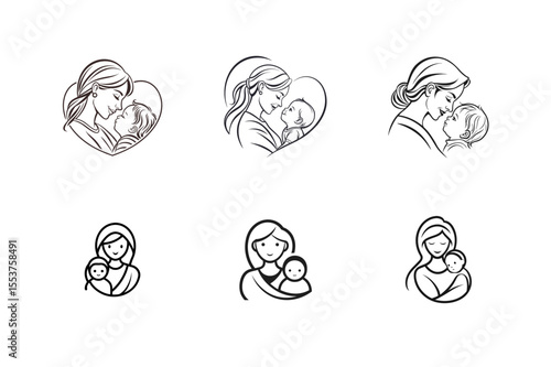 mother and baby special emotional daily moments vector art