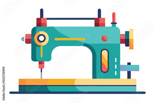 Crafting with a flat geometric sewing machine for needlework activities in a vibrant workspace during daylight hours