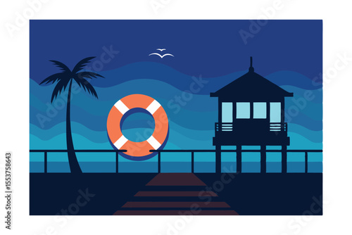 life buoy on the sea