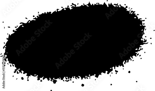 Grungy black ink splatter with chaotic texture, ideal for abstract backgrounds or artistic accents