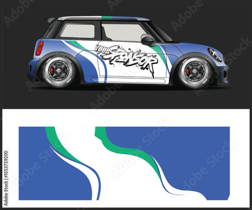 Mini Cooper Car Wrap Design Template Vector graphic