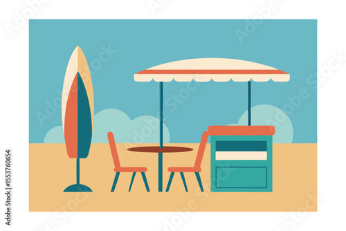 Beachfront Cafe Summer Vibes, Ocean Breeze, and Refreshing Drinks